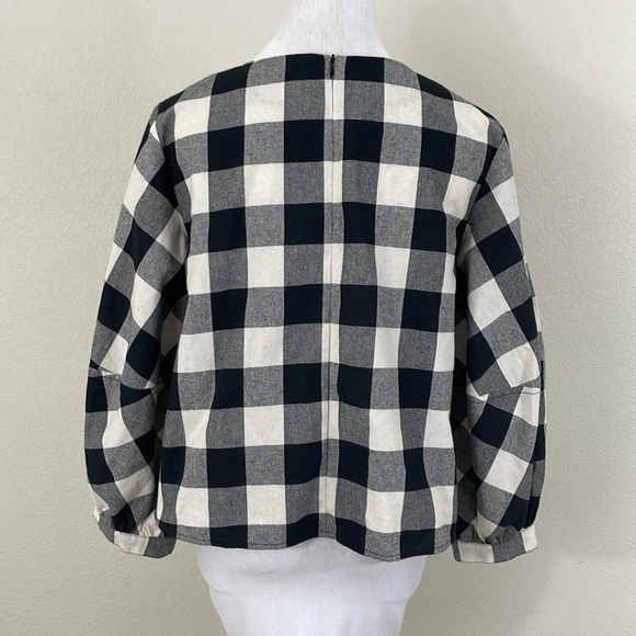 Sunday in Brooklyn checkered puff sleeve blouse size small - Picture 3 of 7